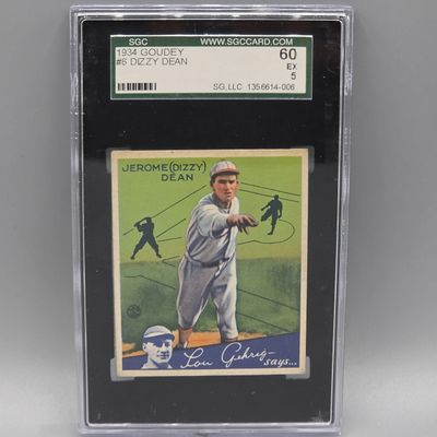 Sale Photo Thumbnail #164: 1934 Goudey Dizzy Dean #6 SGC 5 HOF - Nice Example