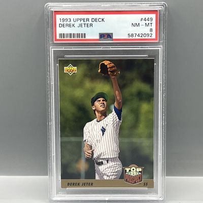 Sale Photo Thumbnail #130: 1993 Upper Deck Derek Jeter RC #449 PSA NM-MT 8