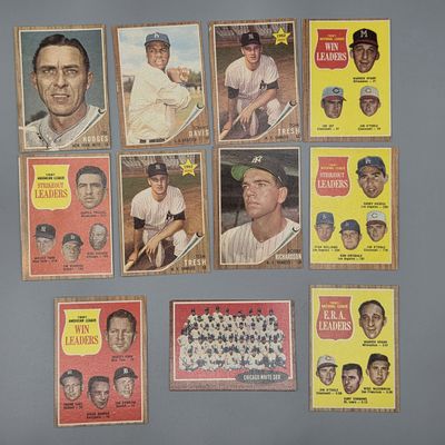 Sale Photo Thumbnail #90: (11) 1962 Topps Baseball Cards With HOF'ers, Leaders, and Team Cards