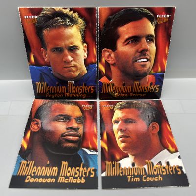 Sale Photo Thumbnail #163: (4) 2000 Fleer Ultra Millennium Monsters Cards W/ Peyton Manning - chipping around edges