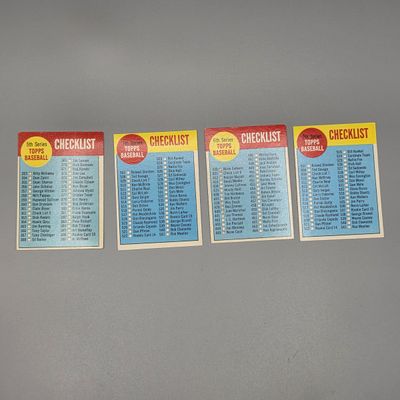 Sale Photo Thumbnail #162: (4) 1963 Topps Baseball Checklists (3) Are Clean - Series 6 Has a Few Checked Off