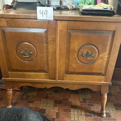 Wooden Record Player Console Cabinet, untested,