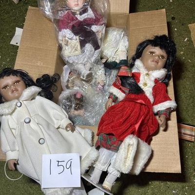 Box Lot of Vintage Porcelain Collectible Dolls