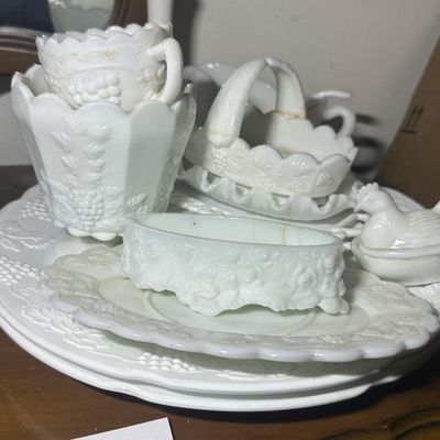 Paneled Grape Milk Glass Collection