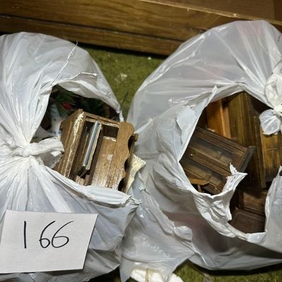 2 Shopping Bags of Wood Dollhouse furniture and