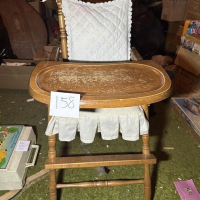 Folding Wooden High Chair with Quilted Liner
