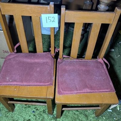 Pair of Vintage Child-Sized Wooden Chairs with