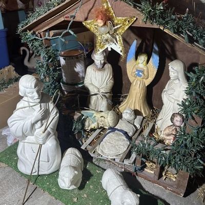 Christmas Nativity Manger Creche & Blow Mold