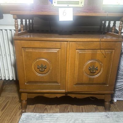 Colonial Revival Wood Record Cabinet
