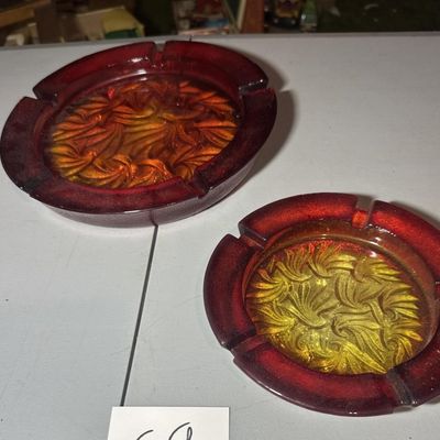 Pair of Vintage MCM Amberina Art Glass Cigar