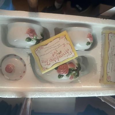 NIB Friendship Tea" Porcelain Miniature Tea Set