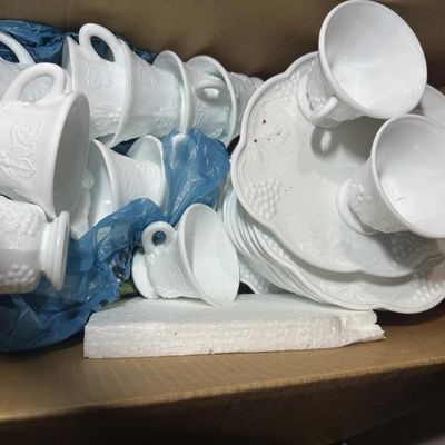 Milk Glass "Paneled Grape" Tea & Luncheon Service