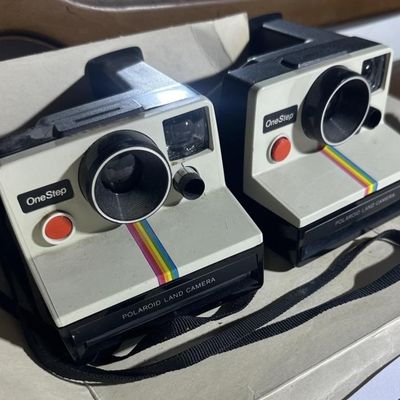 Pair of Vintage Polaroid OneStep SX-70 Rainbow