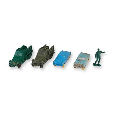 5pc Plastic Toy Army and Police Vehicles with Soldier Figure