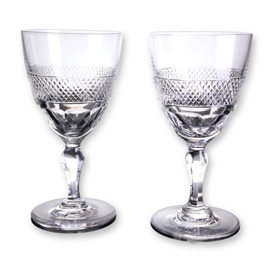 A Pair of Orrefors Rio Patern Cut Sherry Glasses