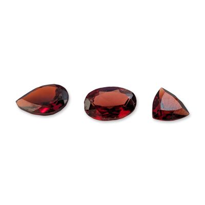 Trio of Mixed Cut Red Garnet Gemstones
