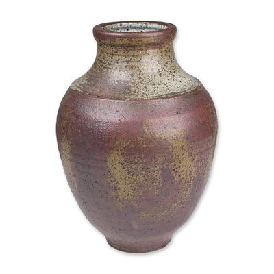 Large Studio Two-Tone Stoneware Vase, Signed