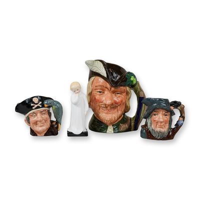 4pc Royal Doulton Character Jug and Figurine Group