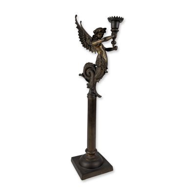 French Empire Style Winged Mermaid Figural Candlestick