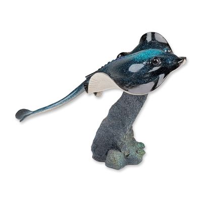 Iridescent Glazed Ceramic Stingray Art Sculpture