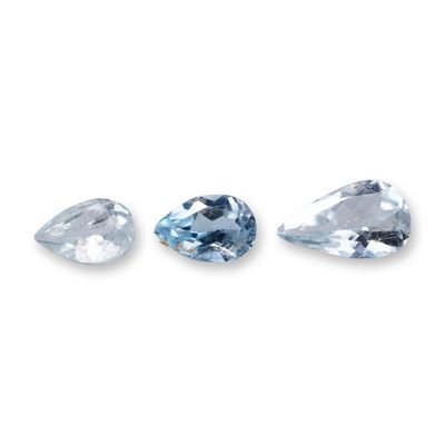 Three Pear Faceted Aquamarine Gemstones