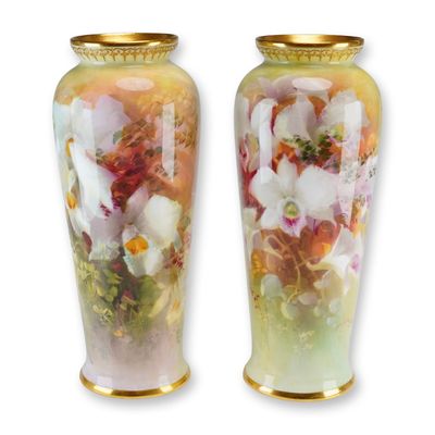 Pair of Royal Doulton by David Dewsberry Porcelain Vases, Orchids