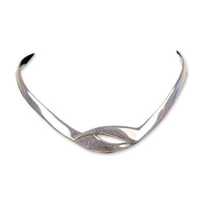 Taxco Mexico Modernist Sterling Silver Collar Necklace
