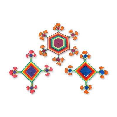 3pc Huichol Mexican Yarn Ojos de Dios