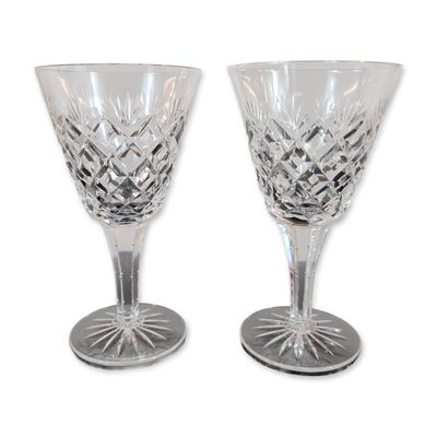 Pair of Cut Crystal Wine Glasses