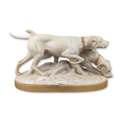 Royal Dux Porcelain Hunting Dogs Figural Grouping