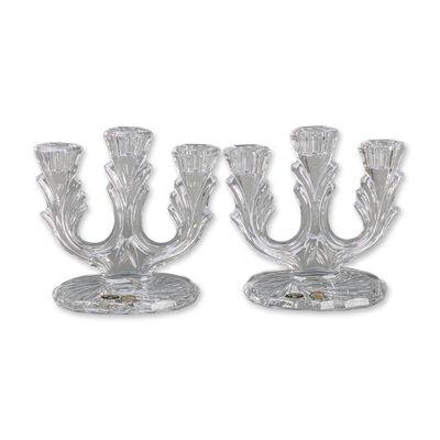 Pair of Bohemia Czech Lead Crystal Candelabras