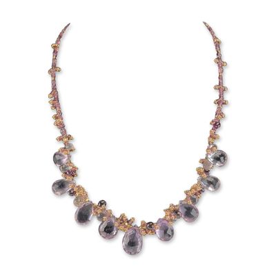 Amethyst Multi-shape 18K Yellow Gold Fringe Necklace