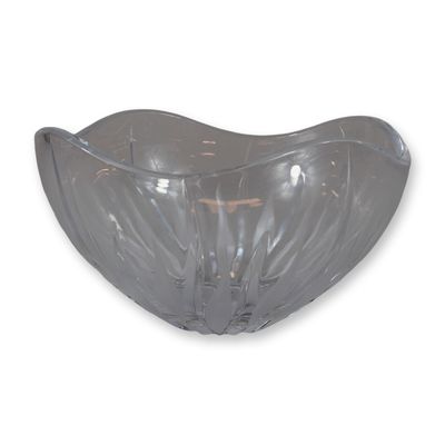 Lead Crystal Centerpiece Bowl with Radiating Petal Design and Frosted Accents