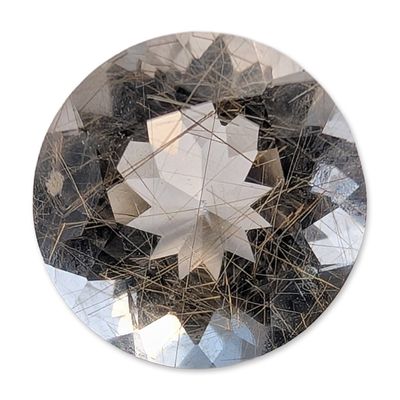 Round Brilliant Cut Rutilated Quartz Gemstone