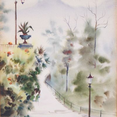 Mariano Ortuzar (Chilean, 20th Century), 'Misty Park Path', (Signed)