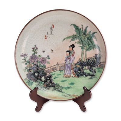 Chinese Republic Period Style Crackle Glaze Charger Plate w/ Seal