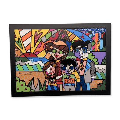 Romero Britto (Brazilian, b. 1963) Framed Giclee on Canvas, U.S. Trust