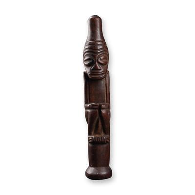 African Wood Carved Seated Figure