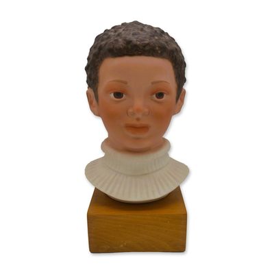 Cybis Porcelain Jason, Child Bust On Wood Base, 1978