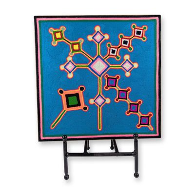 Huichol Mexican Folk Art Ojo de Dios Nierika Yarn Painting