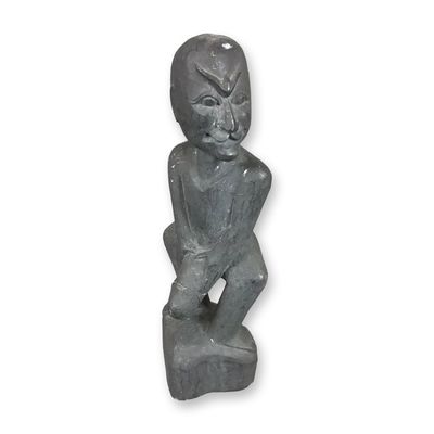 Carved Ebonized Wood Ithyphallic Male Figure in African Style