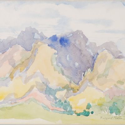 Margaret Neel, Watercolor on Paper, Abstracted Mountain Landscape, Signed