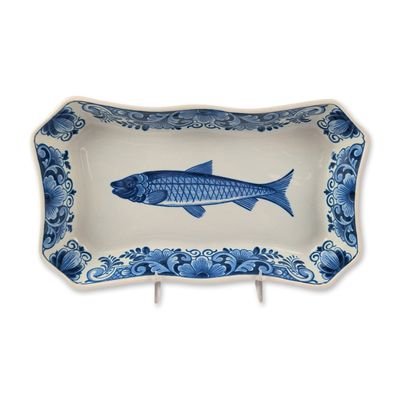 Delft Holland Blue and White Ceramic Herring Dish