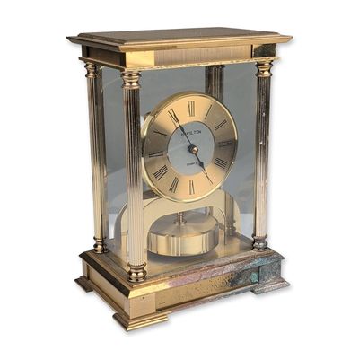 Hamilton German Quartz Brass and Glass Mantel Clock
