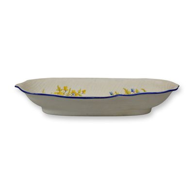 Wedgwood Hand-Painted Creamware Leaf-Molded Pickle Dish