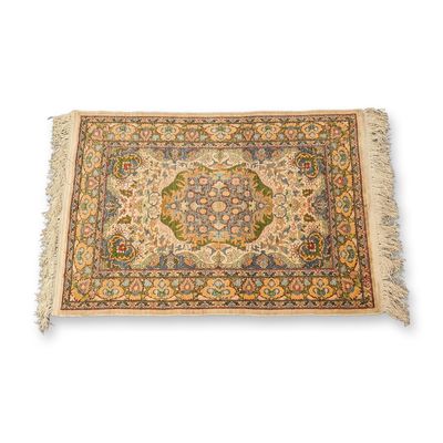 Turkish Hereke Silk on Silk Hand Knotted Prayer Floral Rug