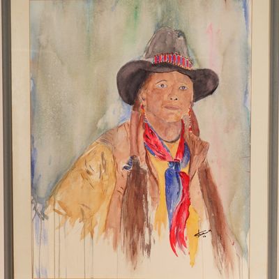 Steve M., Watercolor on Paper Painting, Portrait Western Woman, Signed
