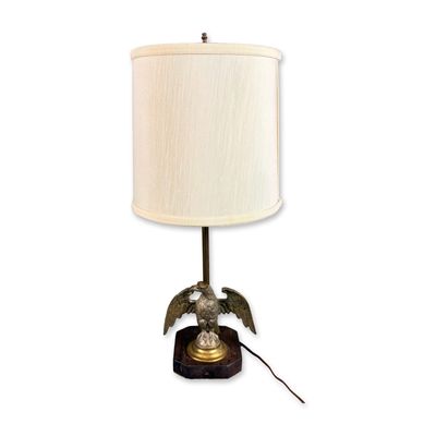 American Federal Style Cast Metal Eagle Table Lamp on Wooden Base