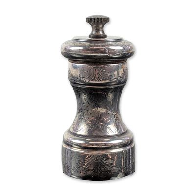 Victorian Style Engraved Sterling Silver Pepper Grinder
