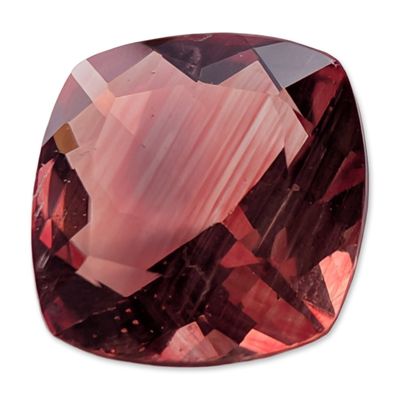 Reddish Pink Cushion Cut Faceted Stone